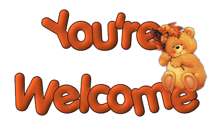 You are Welcome card for family. New ecard. Shimmering postcard for free. Orange inscription. A beautiful bear. Welcome. Free Download 2024 greeting card