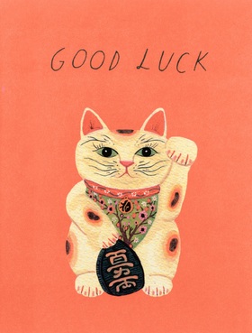 Chinese cat! Girl ecard! Good luck! Chinese cat wishing you a good luck! Free Download 2025 greeting card