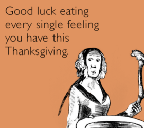 Funny good luck ecard. Good luck eating every single feeling you have. Free Download 2025 greeting card