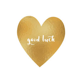 Gold heart with a wish! Gold ecard! Good luck wish in the gold heart. Free Download 2024 greeting card