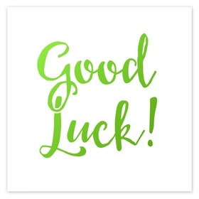 Good luck! Green inscription. White ecard. Good luck for you! Free Download 2024 greeting card