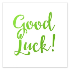 Good luck! Green inscription. White ecard. Good luck for you! Free Download 2025 greeting card