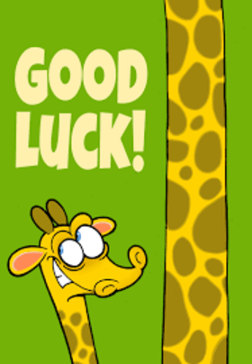 Good luck, dude! Funny ecard. Funny giraffe. Good luck from this funny giraffe. Free Download 2024 greeting card