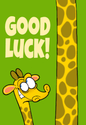 Good luck, dude! Funny ecard. Funny giraffe. Good luck from this funny giraffe. Free Download 2025 greeting card