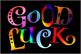 Good luck title on the black background! Ecard! I want to wish my loved ones a good luck! Free Download 2024 greeting card