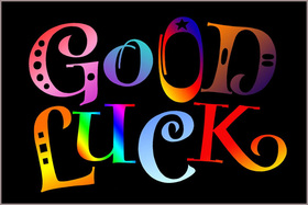 Good luck title on the black background! Ecard! I want to wish my loved ones a good luck! Free Download 2025 greeting card