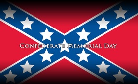 Happy Confederate memorial day... New ecard... Very beautiful red background with blue stripes and white stars... Free Download 2024 greeting card