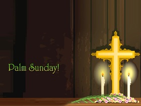 Happy palm sunday 2019... card for them... An image with an inscription and crosses and beautiful candles... Free Download 2024 greeting card