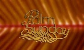 Happy palm sunday 2019... Greeting card for you... An interesting picture with an interesting background... Gold inscription... Free Download 2024 greeting card