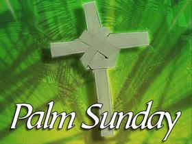 Happy palm sunday 2019... Card for mother... Gray cross... Palm Sunday... Beautiful background... Green... Sprigs... Free Download 2025 greeting card