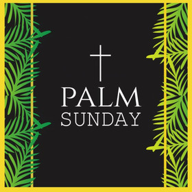 Happy palm sunday 2019...Ecard for grandfather... Happy palm sunday 2019... A postcard on a black background ... An unusual inscription... A beautiful frame of twigs... Free Download 2025 greeting card