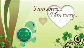 New green ecard! I am sorry... I am sorry...I am sorry... Hearts for You! Green turtle for You too! Free Download 2024 greeting card