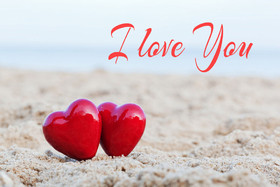 I love you and I don't want to lose you. Dear love Two hearts on the sand, a very beautiful sight ... Have you ever seen such a thing?? Free Download 2025 greeting card