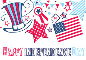 Independence day... Card for him... The holiday recalls that on July 4, 1776, the Declaration of Independence was adopted. Free Download 2024 greeting card
