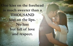 One kiss on the forehead... Nice ecard! One kiss on the forehead is much sweeter than a THOUSAND kiss on the lips.. No lust but full of love and respect... Free Download 2025 greeting card