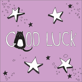 Purple ecard with a cat! Ecard for friends! Good luck, dear friend! Free Download 2024 greeting card