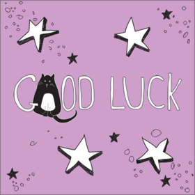 Purple ecard with a cat! Ecard for friends! Good luck, dear friend! Free Download 2025 greeting card