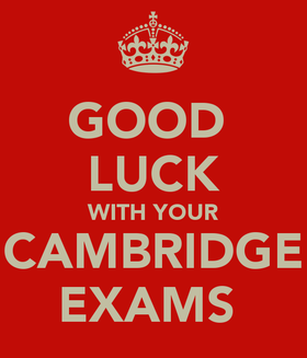 Red good luck card! Good Luck With Your Exams. Good Luck With Your Cambridge Exams! Free Download 2024 greeting card