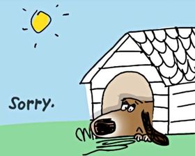 Sad dog! SORRY! New ecard! A really sad dog lies on the grass. Free Download 2024 greeting card