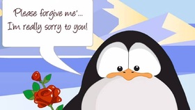 Sad penguin! New ecard for friends. Please forgive me I'm really sorry for you! Free Download 2024 greeting card