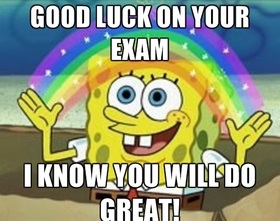 Sponge Bob wish you a good luck! New ecard! Good Luck On Your Exam I Know You Will Do Great! Free Download 2024 greeting card