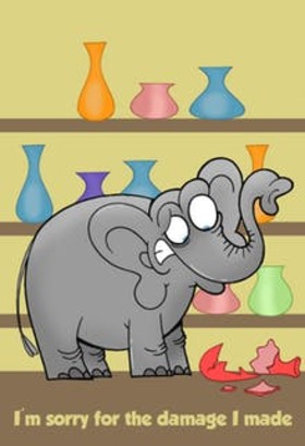 The clumsy elephant! I'm sorry. New ecard. I'm sorry for the damage I mad. Free Download 2025 greeting card