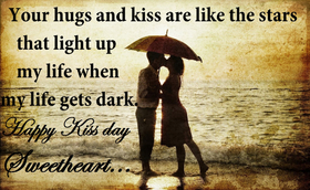 Your hugs and kiss are like the stars... Ecard... Your hugs and kiss are like the stars that light up my life when my life gets dark... Free Download 2024 greeting card