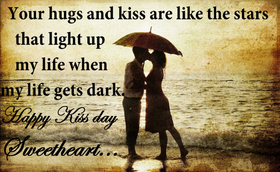 Your hugs and kiss are like the stars... Ecard... Your hugs and kiss are like the stars that light up my life when my life gets dark... Free Download 2025 greeting card